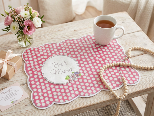 Button Blumen Ranke Beste Mama Oma Muttertag - doodle Stickdatei